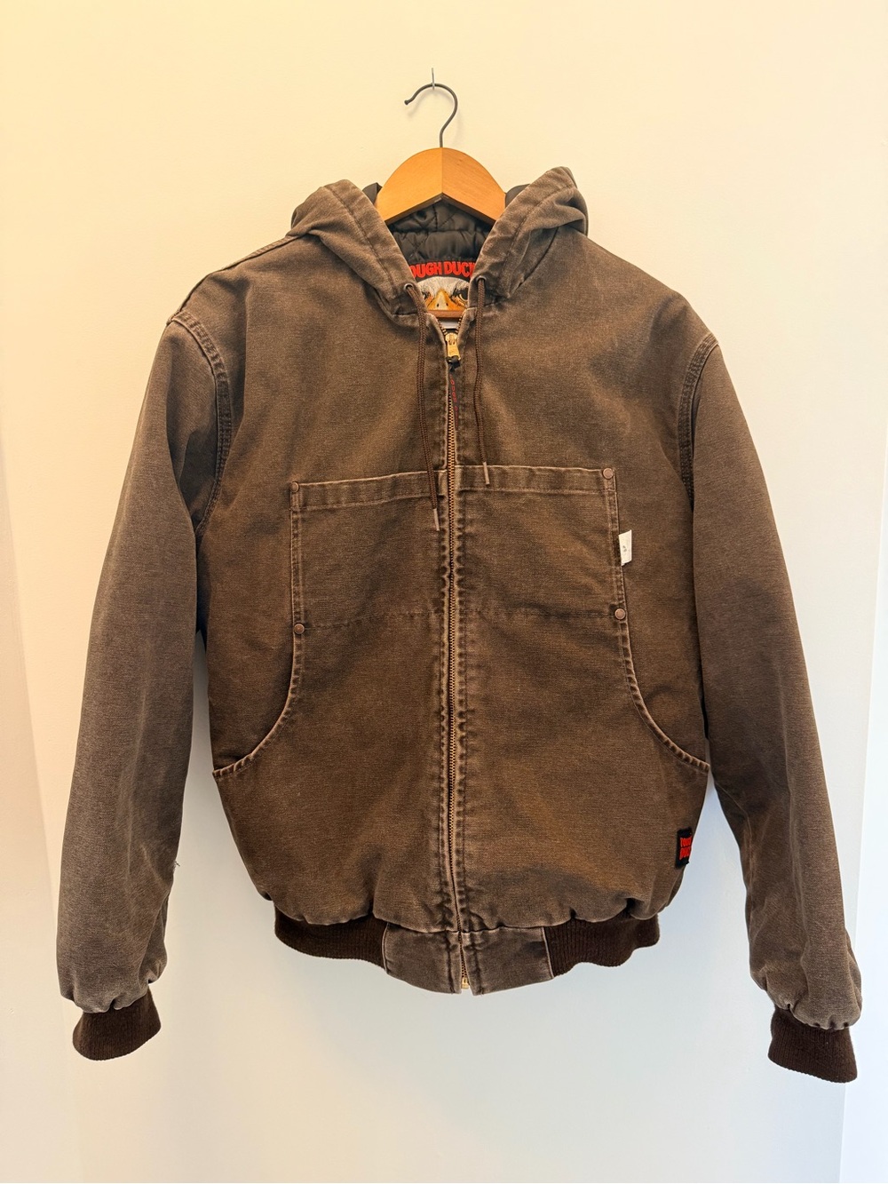 Tough-Duck Brown Hooded Work Puffer Jacket